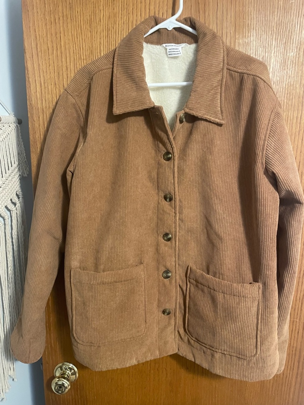 Boston Traders Tan Corduroy Sherpa-Lined Jacket Shacket Sz L